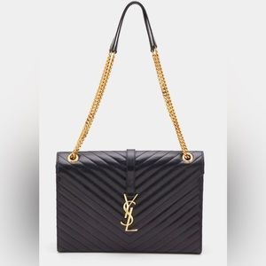 Authentic Saint Laurent Grand De Poudre Matelasse Chevron Large handbag